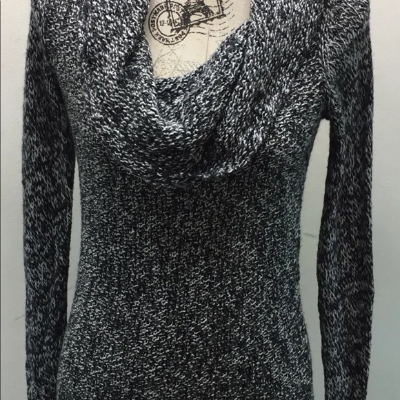 American Eagle Outfitters Women Cable Knit Cowl Neck Sweater S Black White - Picture 6 of 10